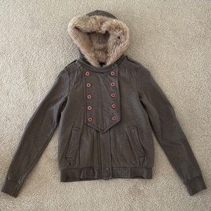 Marc by Marc Jacobs Faux Fur Hooded Shearling Zip Up